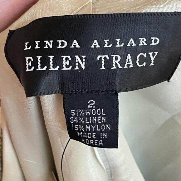 Linda Allard Ellen Tracy NWT Wool‑Linen Blend Green & Cream Plaid Hook‑Front Top - Picture 7 of 10